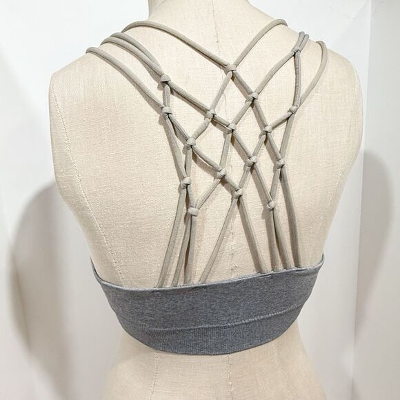 Pro-Fit Womens Seamless Knotted Sports Bra gray Wireless Strappy Racerback Small - Picture 10 of 16